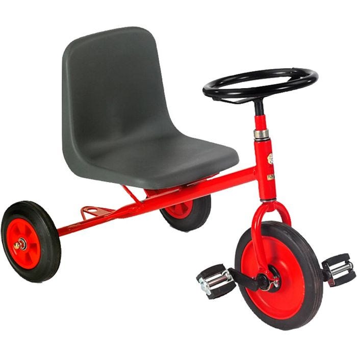 ROSE Pedal Trehjulssykkel, H: 60 cm, L: 77 cm, B: 62 cm, stor, rød, 1 stk.