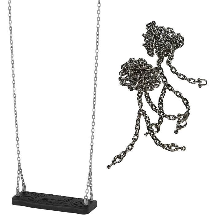 Huske med stålkjeder, H: 3,85 cm, L: 45 cm, B: 18 cm, 2 deler/ 1 pk.
