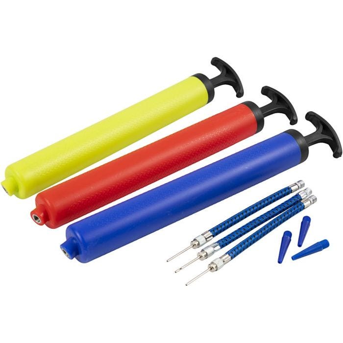 Ballpumper, Med slange og spiss, str. 150 cm, 3 stk./ 1 sett