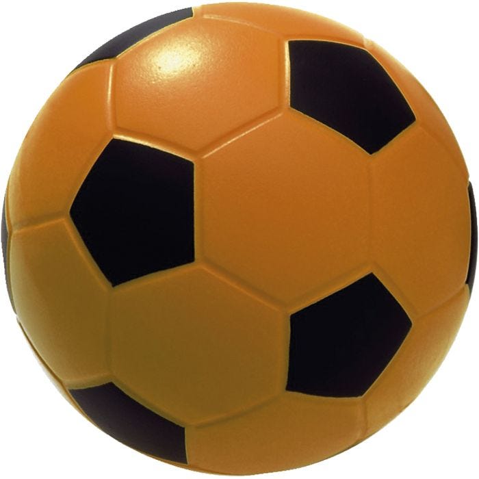 Skumfotball, dia. 20 cm, svart, orange, 1 stk.