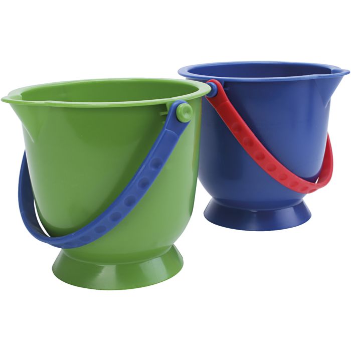 Bøtter med fot, H: 14 cm, 1,25 l, ass. farger, 12 stk./ 1 sett