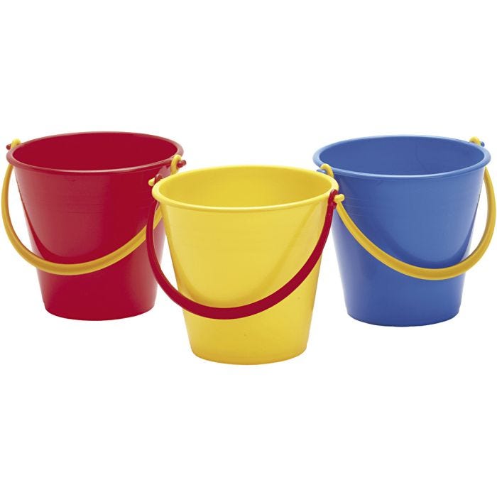 dantoy bøtter med hank, H: 13 cm, 1,3 l, Farge kan variere , 1 l, 1 stk.