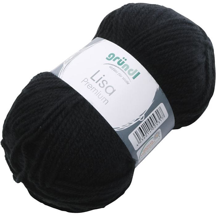 Acrylgarn, svart, 50 g/ 1 nst.