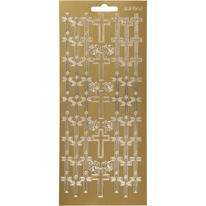 Stickers, kors, ark 10x23 cm, gull, 1 ark