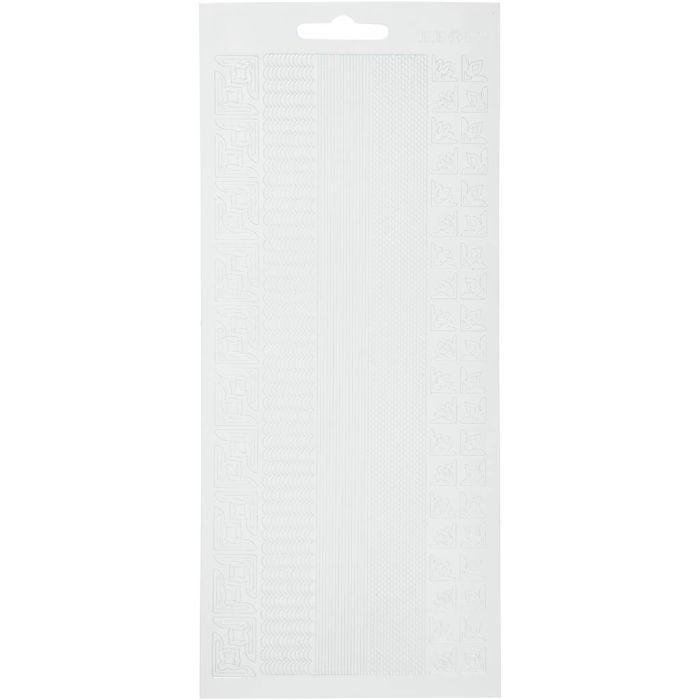 Stickers, border, ark 10x23 cm, hvit, 1 ark