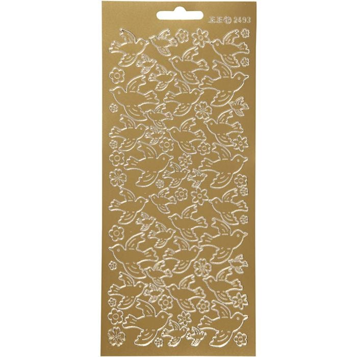 Stickers, duer, 10x23 cm, gull, 1 ark