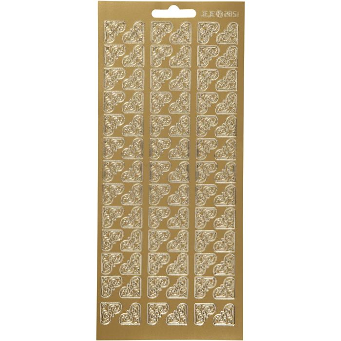 Stickers, hjørner, ark 10x23 cm, gull, 1 ark