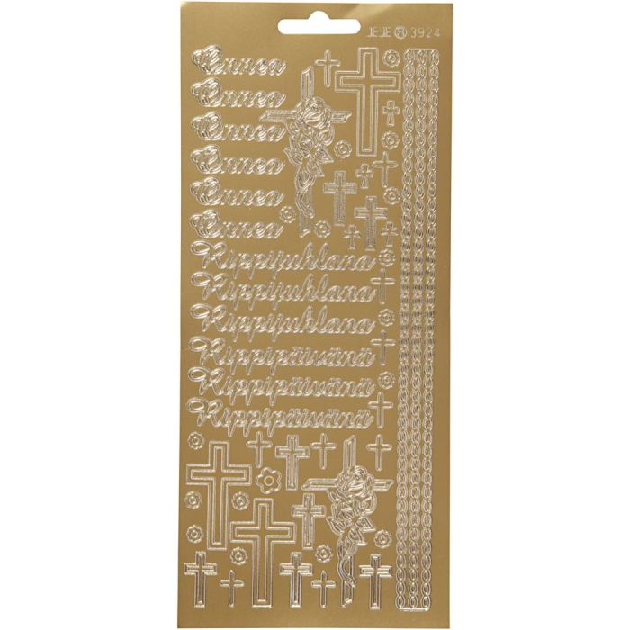 Stickers, Onnea Rippyhlana, ark 10x23 cm, gull, 1 ark