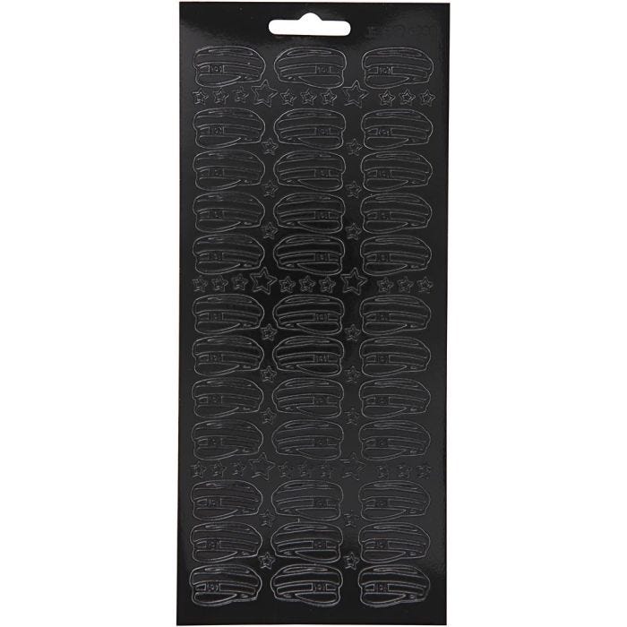 Stickers, hatt, ark 10x23 cm, svart, 1 ark