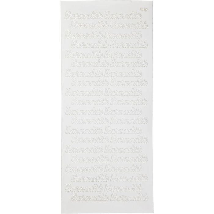 Stickers, barnedåb, ark 10x23 cm, hvit, 1 ark