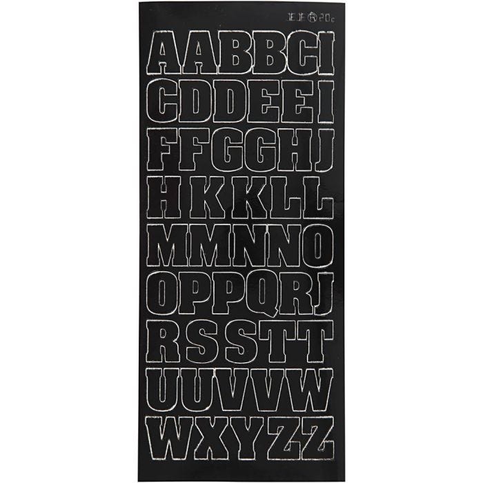 Stickers, store bokstaver, Store bokstaver, ark 10x23 cm, svart, 1 ark