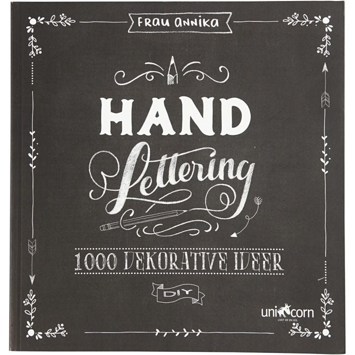 Inspirasjonsbok til 'Hand Lettering' , str. 22x23 cm, tykkelse 2 cm, Antall sider 143, 1 stk.