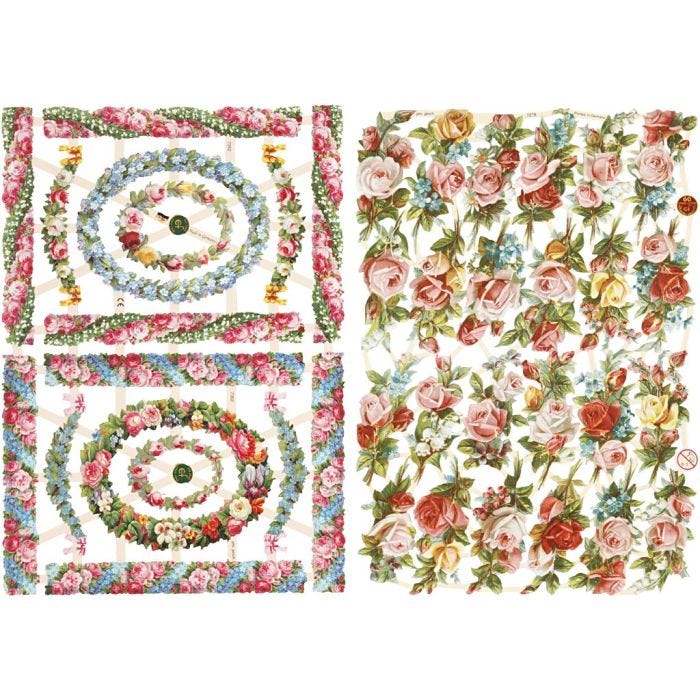 Glansbilder, småblomster, ark 16,5x23,5 cm, 2 ark/ 1 pk.