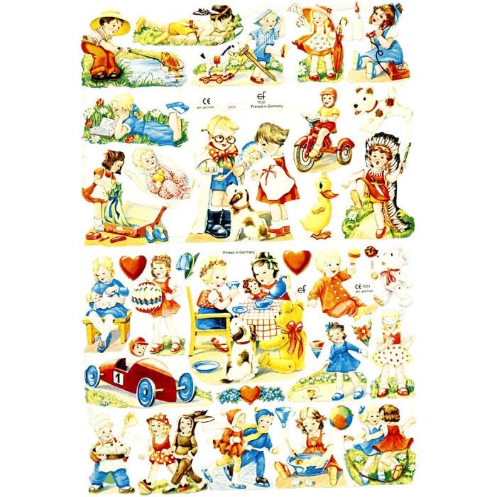 Glansbilder, barnelek, ark 16,5x23,5 cm, 2 ark/ 1 pk.