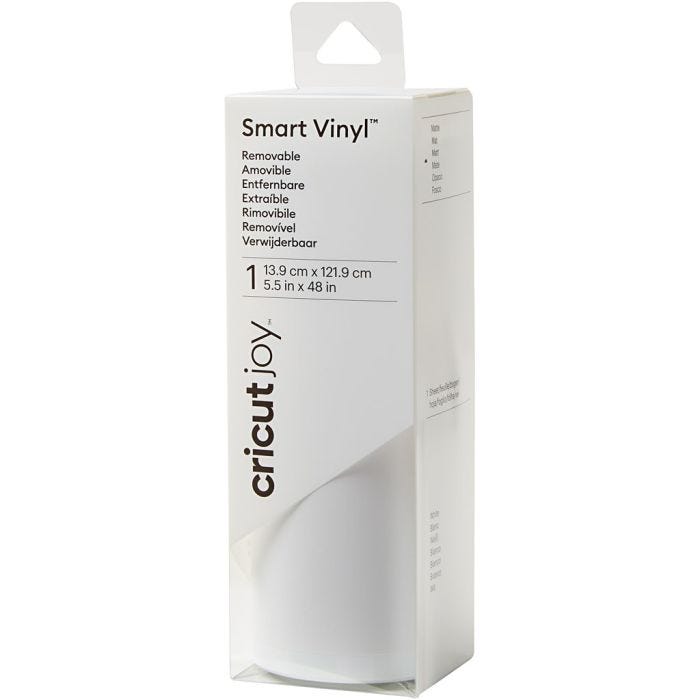 Cricut Joy Smart Fjernbar vinyl, str. 14x122 cm, matt, hvit, 1 stk.