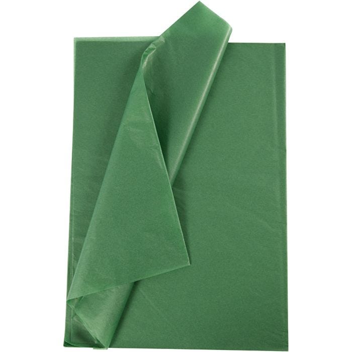Silkepapir, ark 50x70 cm, 17 g, grønn, 10 ark/ 1 pk.