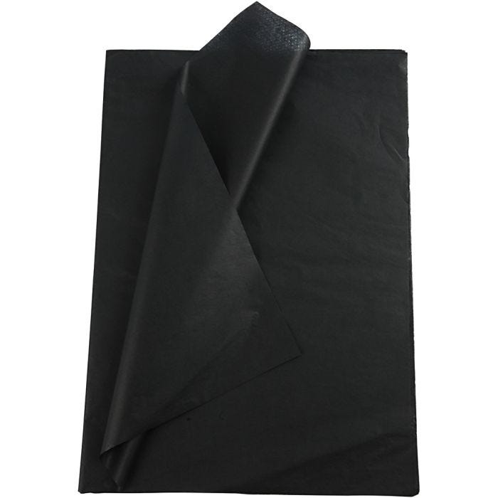 Silkepapir, ark 50x70 cm, 17 g, svart, 10 ark/ 1 pk.
