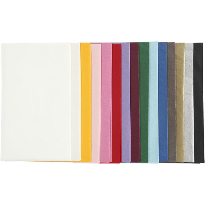 Silkepapir, ark 50x70 cm, 17 g, ass. farger, 15x2 ark/ 1 pk.