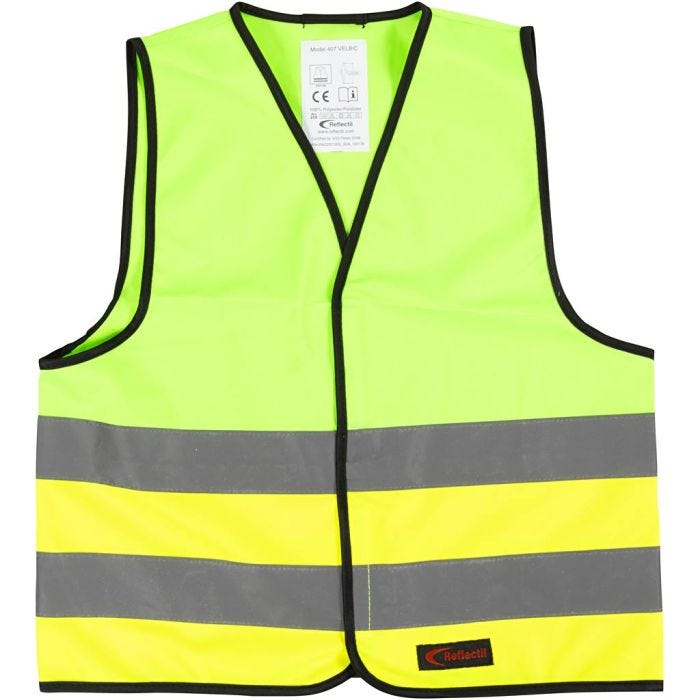 Refleksvest, S, L: 51 cm, B: 46 cm, str. 6-10 år, grønn, gul, 1 stk.