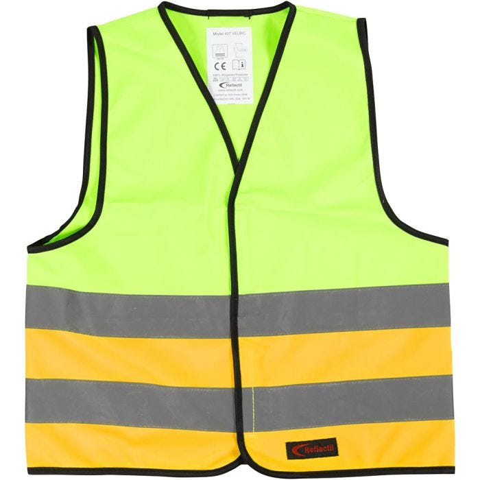 Refleksvest, S, L: 51 cm, B: 46 cm, str. 6-10 år, grønn, orange, 1 stk.