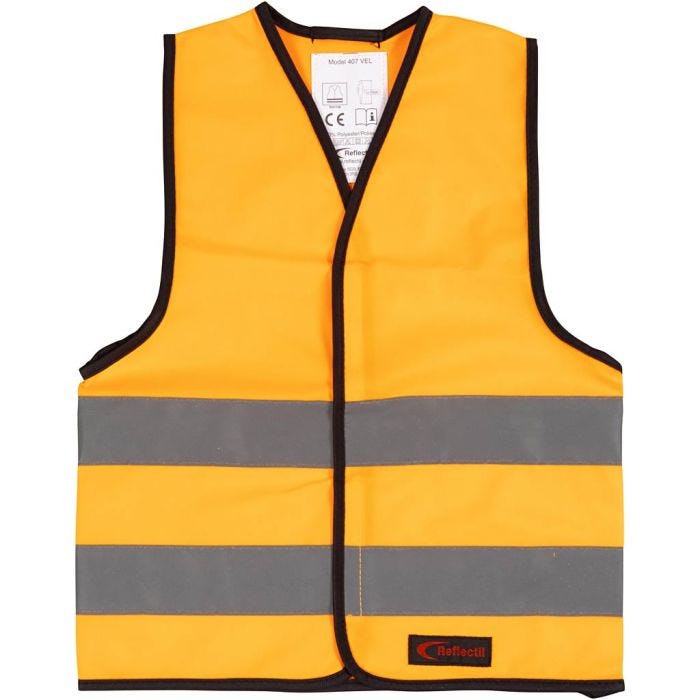 Refleksvest, XXS, L: 45 cm, B: 35 cm, str. 1-4 år, orange, 1 stk.