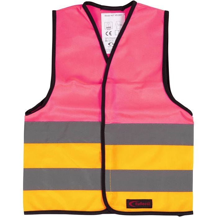 Refleksvest, XXS, L: 45 cm, B: 35 cm, str. 1-4 år, orange, pink, 1 stk.