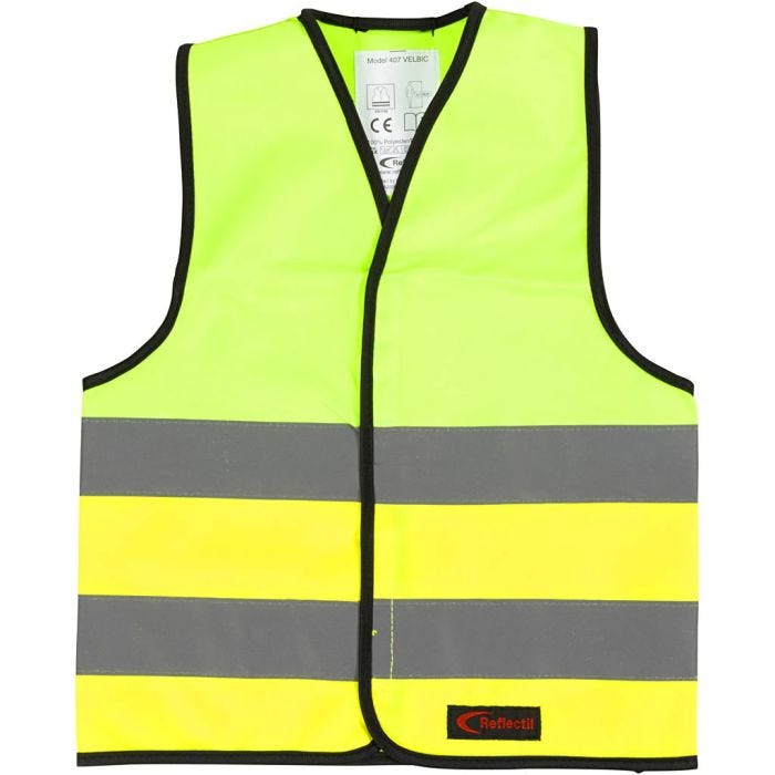 Refleksvest, XXS, L: 45 cm, B: 35 cm, str. 1-4 år, grønn, gul, 1 stk.