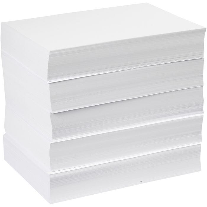 Tegnepapir, A4, ark 210x297 mm, 80 g, hvit, 5x500 ark/ 1 pk.