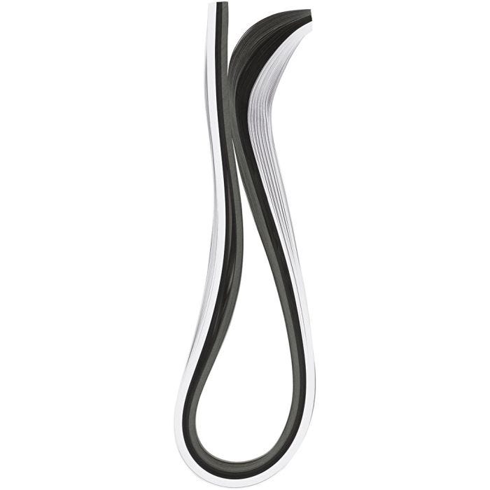 Quillingstrimler, L: 78 cm, B: 5 mm, 120 g, svart, grå, hvit, 100stk./ 1 pk.