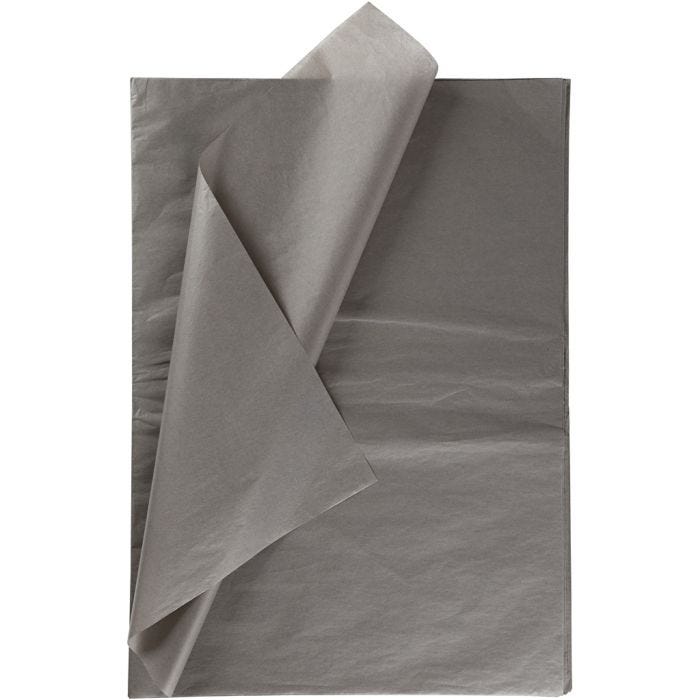 Silkepapir, ark 50x70 cm, 17 g, mørk grå, 25ark/ 1 pk.