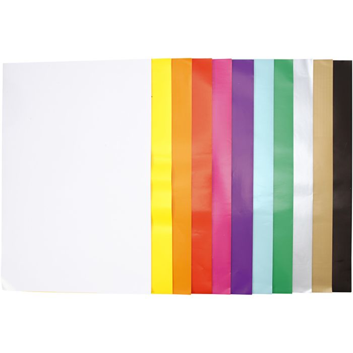 Glanspapir, ark 32x48 cm, 80 g, ass. farger, 11x25 ark/ 1 pk.