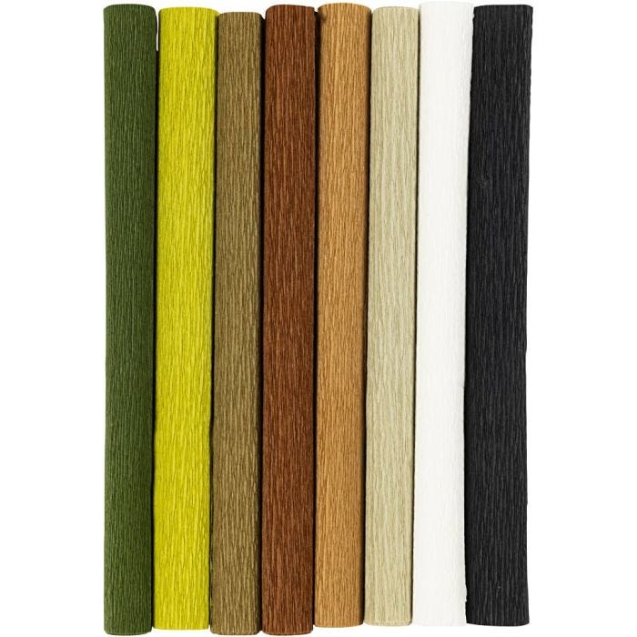 Kreppapir, ark 25x60 cm, Strekk-/krep: 180%, 105 g, natur, 8 ark/ 1 pk.