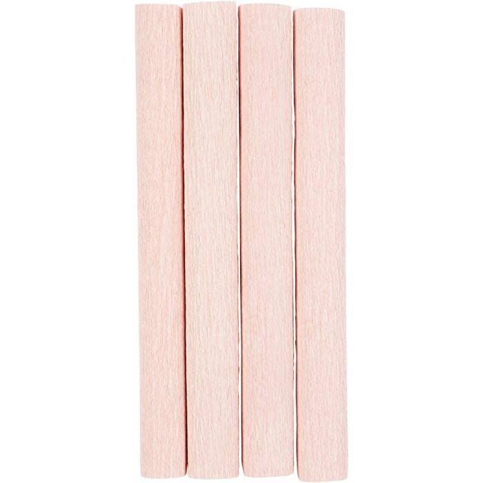 Kreppapir, ark 25x60 cm, Strekk-/krep: 180%, 105 g, soft rosa, 4 ark/ 1 pk.