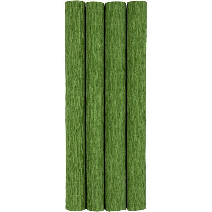Kreppapir, ark 25x60 cm, Strekk-/krep: 180%, 105 g, løvgrønn, 4 ark/ 1 pk.