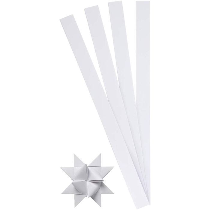 Stjernestrimler, L: 45 cm, B: 15 mm, dia. 6,5 cm, hvit, 100 strimler/ 1 pk.