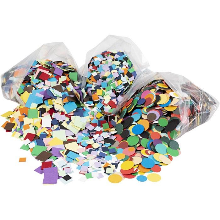 Kartongmosaikk, str. 10+15+20 mm, ass. farger, 8x180 g/ 1 pk.