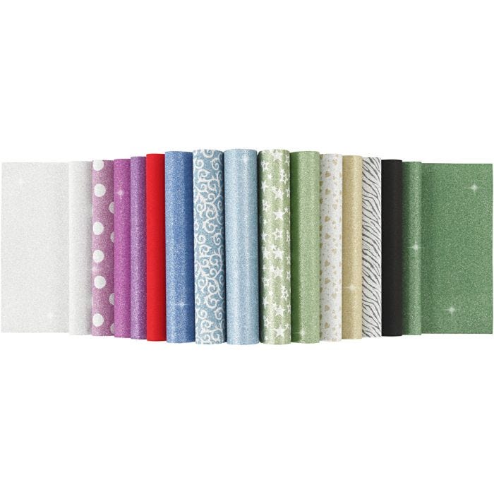 Glitterpapir i blokk, A4, ark 210x297 mm, 150 g, 30 ark/ 1 stk.