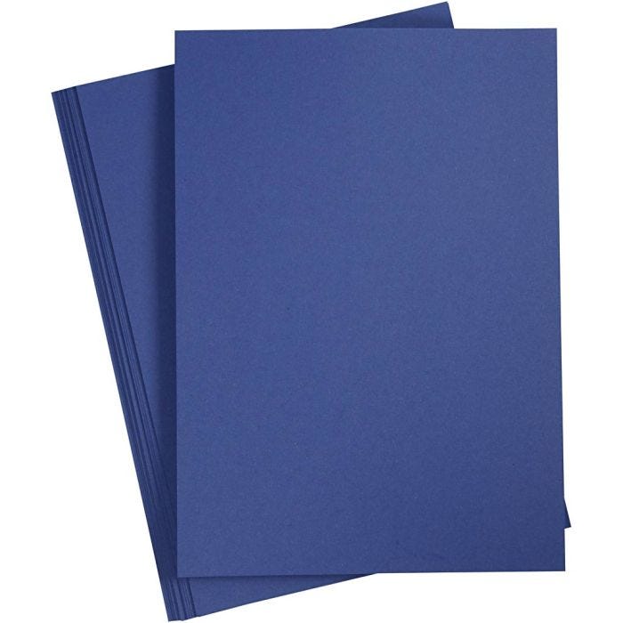 Kartong, A4, ark 210x297 mm, 180 g, mørk blå, 20 ark/ 1 pk.