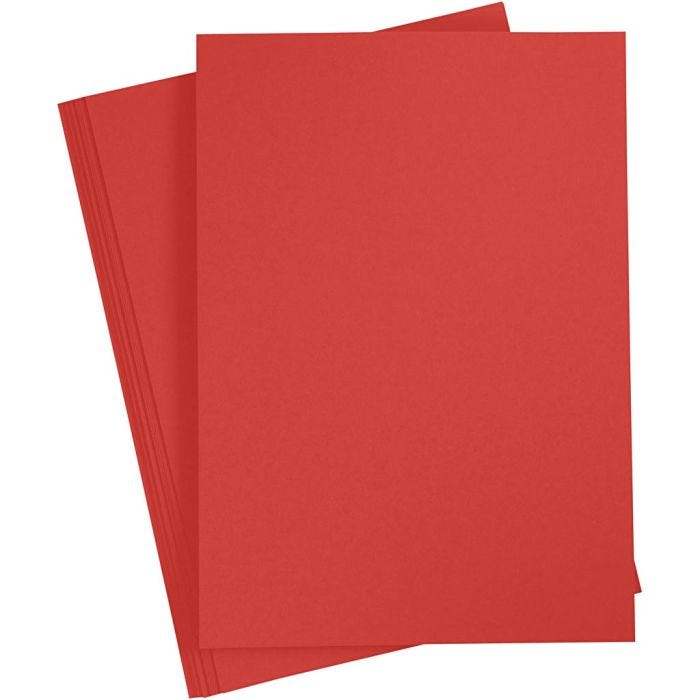 Kartong, A4, ark 210x297 mm, 180 g, rød, 20 ark/ 1 pk.