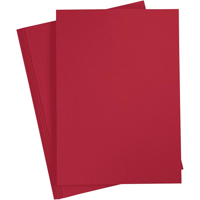 Kartong, A4, ark 210x297 mm, 180 g, julerød, 20 ark/ 1 pk.