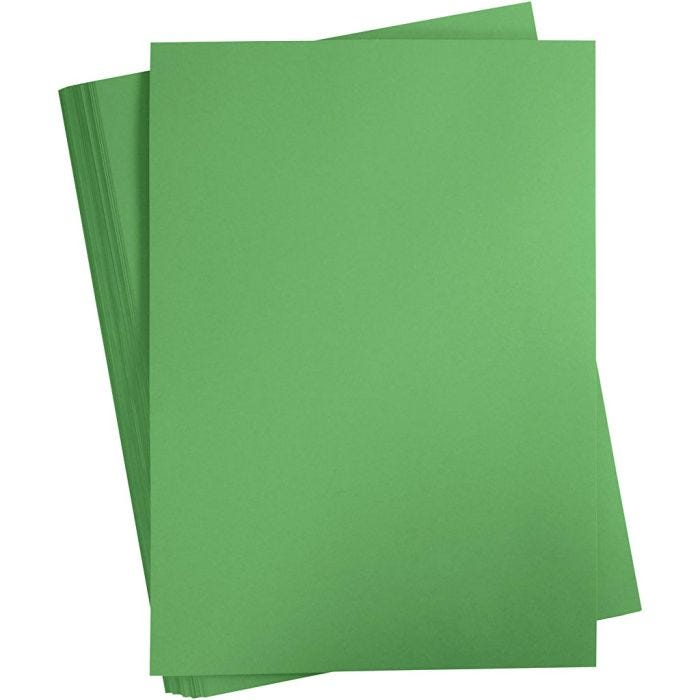 Kartong, A2, ark 420x594 mm, 180 g, gressgrønn, 100 ark/ 1 pk.