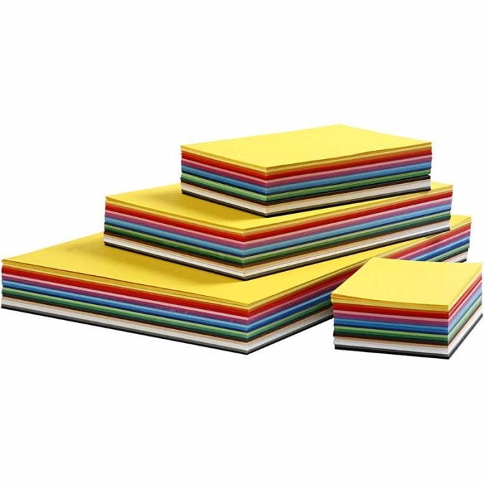 Creativ Kartong, A2,A3,A4,A5,A6, 180 g, ass. farger, 1800 ass. ark/ 1 pk.