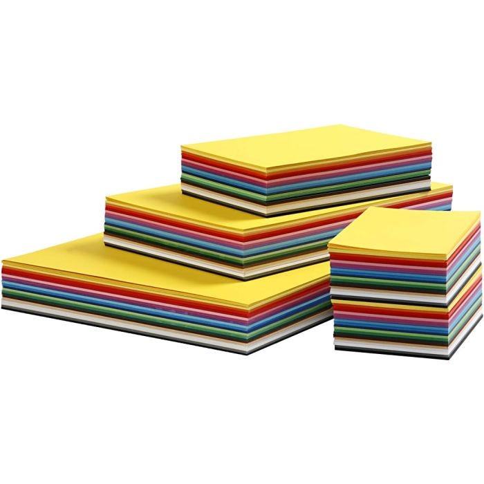 Creativ Kartong, A3,A4,A5,A6, 180 g, ass. farger, 1500ass. ark/ 1 pk.