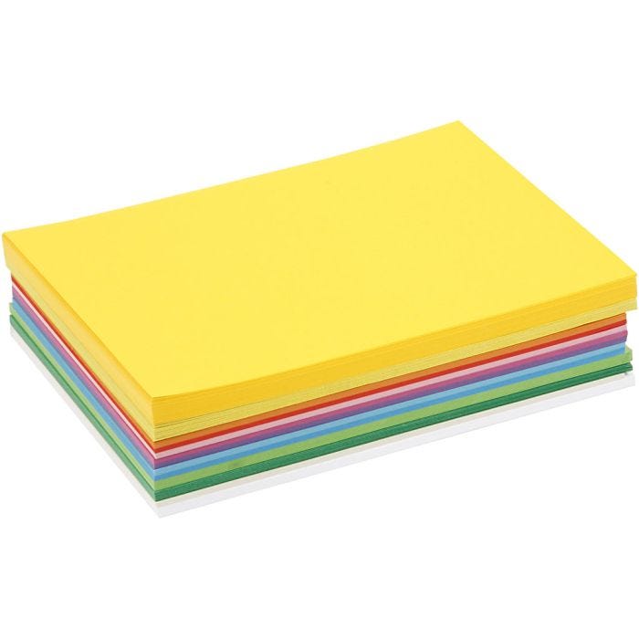 Vårpapp, A5, ark 148x210 mm, 180 g, ass. farger, 300 ass. ark/ 1 pk.