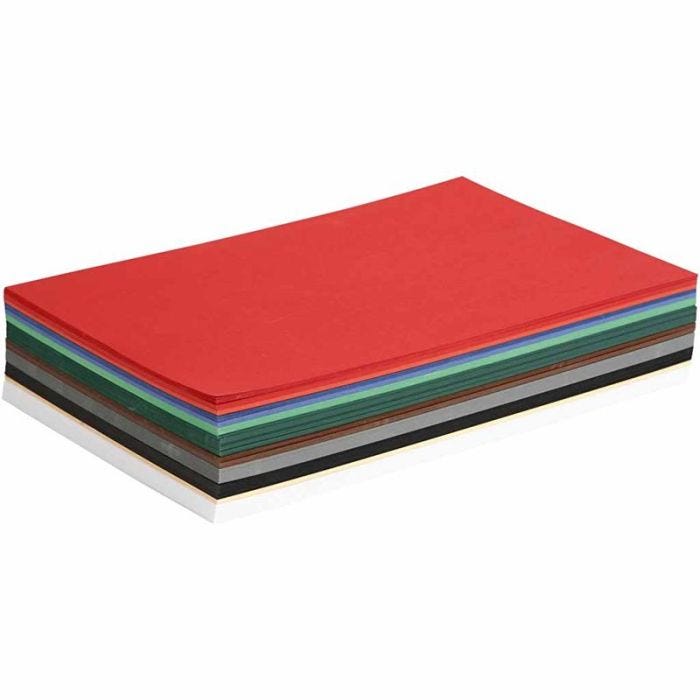 Julekartong, A4, ark 210x297 mm, 180 g, ass. farger, 300 ass. ark/ 1 pk.