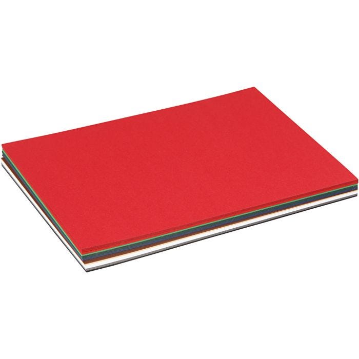 Julekartong, A5, ark 150x210 mm, 180 g, ass. farger, 60ass. ark/ 1 pk.