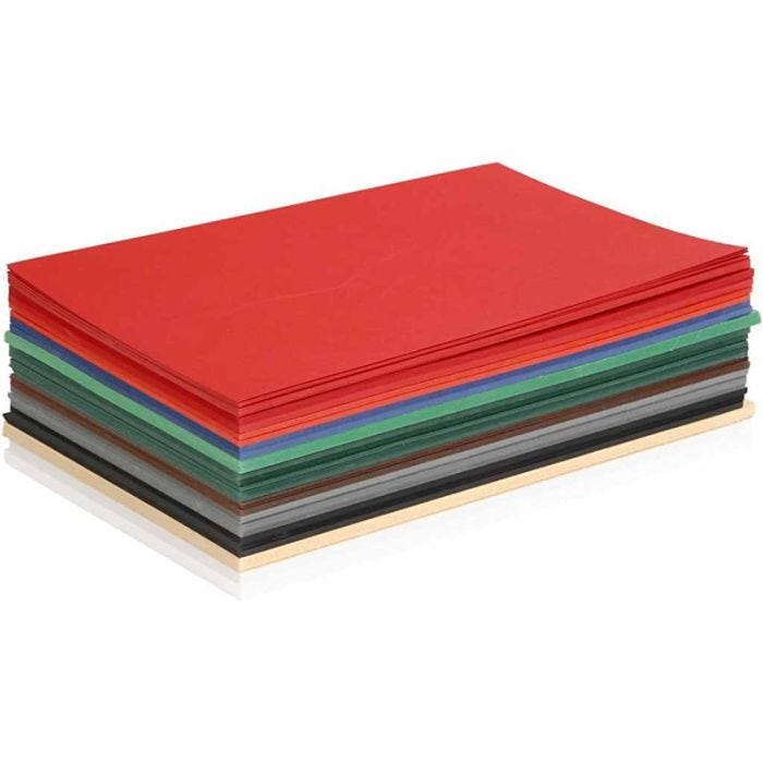 Julekartong, A5, ark 148x210 mm, 180 g, ass. farger, 300 ass. ark/ 1 pk.