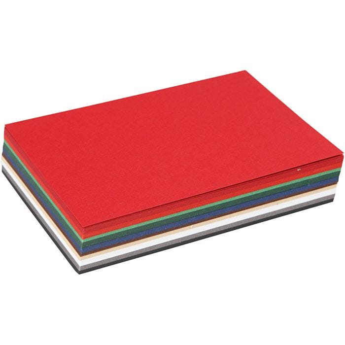 Julekartong, A6, ark 105x148 mm, 180 g, ass. farger, 120ass. ark/ 1 pk.