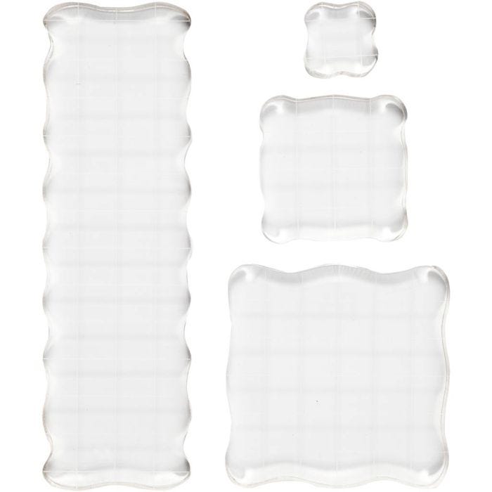 Akrylblokk, str. 2,5x2,5+5x5+7,6x7,6+5x16,5 cm, tykkelse 1 cm, 4 stk./ 1 pk.