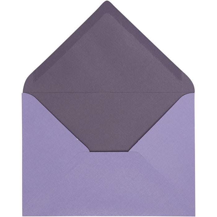 Konvolutt, konvolutt str. 11,5x16 cm, 100 g, mørk lilla/lilla, 10stk./ 1 pk.